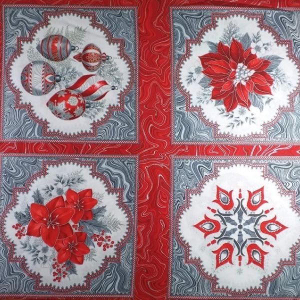 Bavlna červená s vánočními motivy-tunel