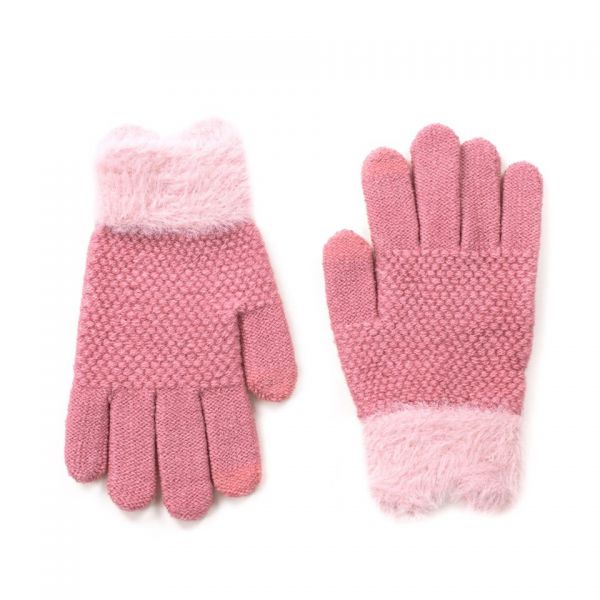 Pletené růžové rukavice
