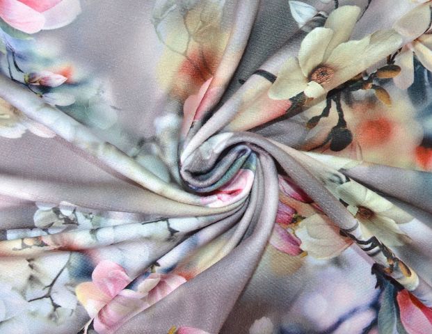 Teplákovina šedá s rozkvetlými květy